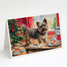 Load image into Gallery viewer, Cairn Terrier Christmas Cookies Greeting Cards - Blank Note Cards – 8-Pack of Artist-Designed Cards with Envelopes