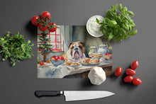 Load image into Gallery viewer, English Bulldog Christmas Cookies Glass Cutting Boards – Durable, Decorative Kitchen Art