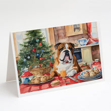 Load image into Gallery viewer, English Bulldog Christmas Cookies Greeting Cards - Blank Note Cards – 8-Pack of Artist-Designed Cards with Envelopes