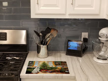 Load image into Gallery viewer, Great Pyrenees Christmas Cookies Glass Cutting Boards – Durable, Decorative Kitchen Art