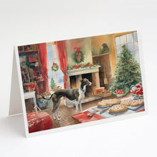 Load image into Gallery viewer, Greyhound Christmas Cookies Greeting Cards - Blank Note Cards – 8-Pack of Artist-Designed Cards with Envelopes