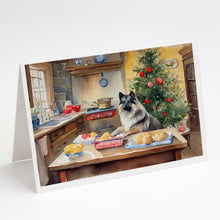 Load image into Gallery viewer, Keeshond Christmas Cookies Greeting Cards - Blank Note Cards – 8-Pack of Artist-Designed Cards with Envelopes