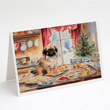 Load image into Gallery viewer, Pekingese Christmas Cookies Greeting Cards - Blank Note Cards – 8-Pack of Artist-Designed Cards with Envelopes