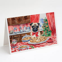 Load image into Gallery viewer, Pug Christmas Cookies Greeting Cards - Blank Note Cards – 8-Pack of Artist-Designed Cards with Envelopes