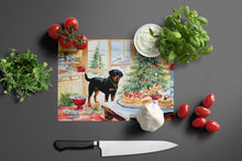 Load image into Gallery viewer, Rottweiler Christmas Cookies Glass Cutting Boards – Durable, Decorative Kitchen Art