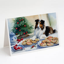 Load image into Gallery viewer, Sheltie Christmas Cookies Greeting Cards - Blank Note Cards – 8-Pack of Artist-Designed Cards with Envelopes