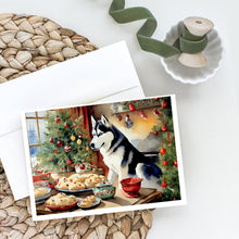 Load image into Gallery viewer, Siberian Husky Christmas Cookies Greeting Cards - Blank Note Cards – 8-Pack of Artist-Designed Cards with Envelopes