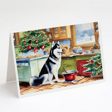 Load image into Gallery viewer, Siberian Husky Christmas Cookies Greeting Cards - Blank Note Cards – 8-Pack of Artist-Designed Cards with Envelopes