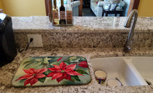 Load image into Gallery viewer, Christmas Poinsettias Dish Drying Mat