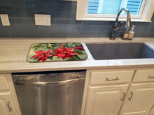 Load image into Gallery viewer, Christmas Poinsettias Dish Drying Mat