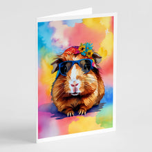 Load image into Gallery viewer, Hippie Animal Guinea Pig Greeting Cards - Blank Note Cards – 8-Pack of Artist-Designed Cards with Envelopes
