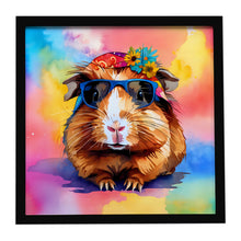 Load image into Gallery viewer, Hippie Animal Guinea Pig Framed Metal Print
