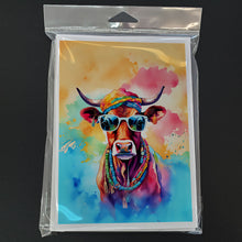 Load image into Gallery viewer, Hippie Animal Cow Greeting Cards - Blank Note Cards – 8-Pack of Artist-Designed Cards with Envelopes