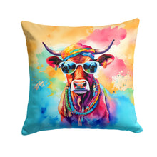 Load image into Gallery viewer, Hippie Animal Cow Throw Pillow - 14x14 Decorative Pillow – Art for Your Home &amp; Patio
