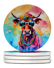 Load image into Gallery viewer, Hippie Animal Cow Large Sandstone Coasters Pack of 4