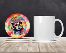 Load image into Gallery viewer, Hippie Animal Badger Large Sandstone Coasters Pack of 4