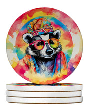 Load image into Gallery viewer, Hippie Animal Badger Large Sandstone Coasters Pack of 4