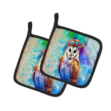 Load image into Gallery viewer, Hippie Animal Barn Owl Pot Holders - Set of 2 Decorative Kitchen Helpers | Made in the USA