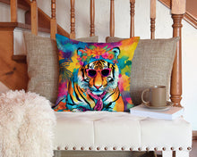 Load image into Gallery viewer, Hippie Animal Bengal Tiger Throw Pillow - 14x14 Decorative Pillow – Art for Your Home &amp; Patio