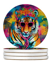 Load image into Gallery viewer, Hippie Animal Bengal Tiger Large Sandstone Coasters Pack of 4