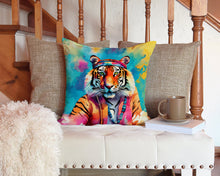 Load image into Gallery viewer, Hippie Animal Bengal Tiger Throw Pillow - 14x14 Decorative Pillow – Art for Your Home &amp; Patio