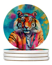 Load image into Gallery viewer, Hippie Animal Bengal Tiger Large Sandstone Coasters Pack of 4