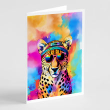 Load image into Gallery viewer, Hippie Animal Cheetah Greeting Cards - Blank Note Cards – 8-Pack of Artist-Designed Cards with Envelopes