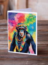 Load image into Gallery viewer, Hippie Animal Chimpanzee Greeting Cards - Blank Note Cards – 8-Pack of Artist-Designed Cards with Envelopes