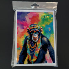 Load image into Gallery viewer, Hippie Animal Chimpanzee Greeting Cards - Blank Note Cards – 8-Pack of Artist-Designed Cards with Envelopes