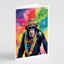 Load image into Gallery viewer, Hippie Animal Chimpanzee Greeting Cards - Blank Note Cards – 8-Pack of Artist-Designed Cards with Envelopes