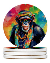 Load image into Gallery viewer, Hippie Animal Chimpanzee Large Sandstone Coasters Pack of 4