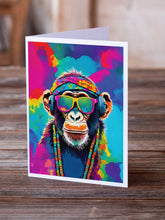 Load image into Gallery viewer, Hippie Animal Chimpanzee Greeting Cards - Blank Note Cards – 8-Pack of Artist-Designed Cards with Envelopes