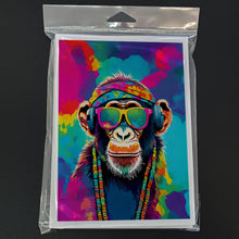 Load image into Gallery viewer, Hippie Animal Chimpanzee Greeting Cards - Blank Note Cards – 8-Pack of Artist-Designed Cards with Envelopes