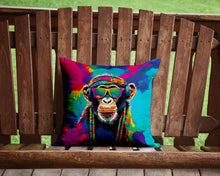 Load image into Gallery viewer, Hippie Animal Chimpanzee Throw Pillow - 14x14 Decorative Pillow – Art for Your Home &amp; Patio