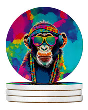 Load image into Gallery viewer, Hippie Animal Chimpanzee Large Sandstone Coasters Pack of 4