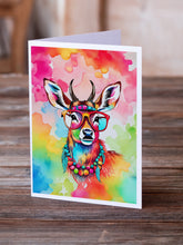 Load image into Gallery viewer, Hippie Animal Deer Greeting Cards - Blank Note Cards – 8-Pack of Artist-Designed Cards with Envelopes