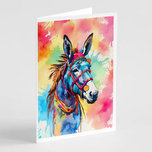 Load image into Gallery viewer, Hippie Animal Donkey Greeting Cards - Blank Note Cards – 8-Pack of Artist-Designed Cards with Envelopes