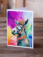 Load image into Gallery viewer, Hippie Animal Donkey Greeting Cards - Blank Note Cards – 8-Pack of Artist-Designed Cards with Envelopes