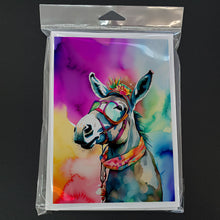 Load image into Gallery viewer, Hippie Animal Donkey Greeting Cards - Blank Note Cards – 8-Pack of Artist-Designed Cards with Envelopes