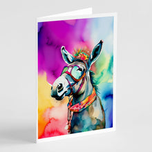 Load image into Gallery viewer, Hippie Animal Donkey Greeting Cards - Blank Note Cards – 8-Pack of Artist-Designed Cards with Envelopes