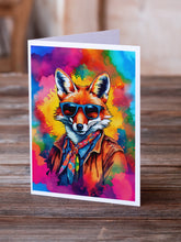 Load image into Gallery viewer, Hippie Animal Fox Greeting Cards - Blank Note Cards – 8-Pack of Artist-Designed Cards with Envelopes