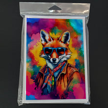 Load image into Gallery viewer, Hippie Animal Fox Greeting Cards - Blank Note Cards – 8-Pack of Artist-Designed Cards with Envelopes