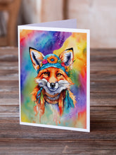 Load image into Gallery viewer, Hippie Animal Fox Greeting Cards - Blank Note Cards – 8-Pack of Artist-Designed Cards with Envelopes