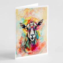 Load image into Gallery viewer, Hippie Animal Goat Greeting Cards - Blank Note Cards – 8-Pack of Artist-Designed Cards with Envelopes