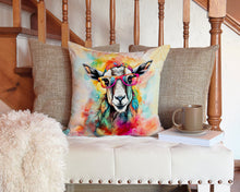 Load image into Gallery viewer, Hippie Animal Goat Throw Pillow - 14x14 Decorative Pillow – Art for Your Home &amp; Patio