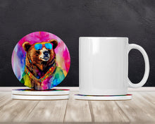 Load image into Gallery viewer, Hippie Animal Grizzly Bear Large Sandstone Coasters Pack of 4