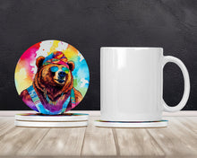 Load image into Gallery viewer, Hippie Animal Grizzly Bear Large Sandstone Coasters Pack of 4