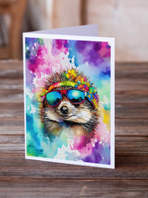 Load image into Gallery viewer, Hippie Animal Hedgehog Greeting Cards - Blank Note Cards – 8-Pack of Artist-Designed Cards with Envelopes