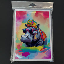 Load image into Gallery viewer, Hippie Animal Hippopotamus Greeting Cards - Blank Note Cards – 8-Pack of Artist-Designed Cards with Envelopes