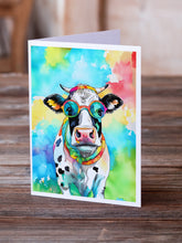 Load image into Gallery viewer, Hippie Animal Cow Greeting Cards - Blank Note Cards – 8-Pack of Artist-Designed Cards with Envelopes